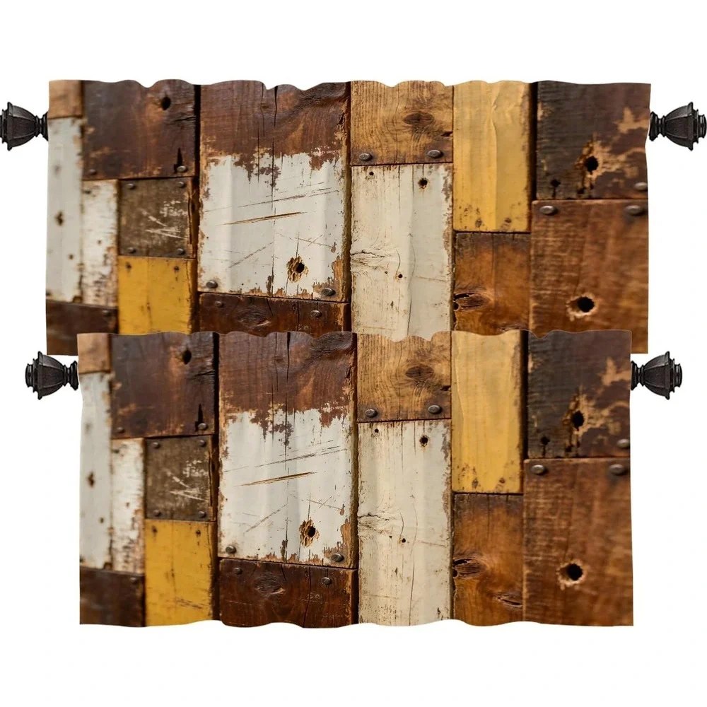 Shrahala Rustic Wood Kitchen Valance, 52x18 inch, 2pcs